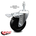 Service Caster 4 Inch Soft Rubber Wheel Swivel 10mm Stem Caster with Total Lock Brake SCC SCC-TSTTL20S414-SRS-M1015